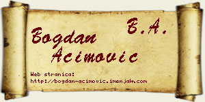 Bogdan Aćimović vizit kartica